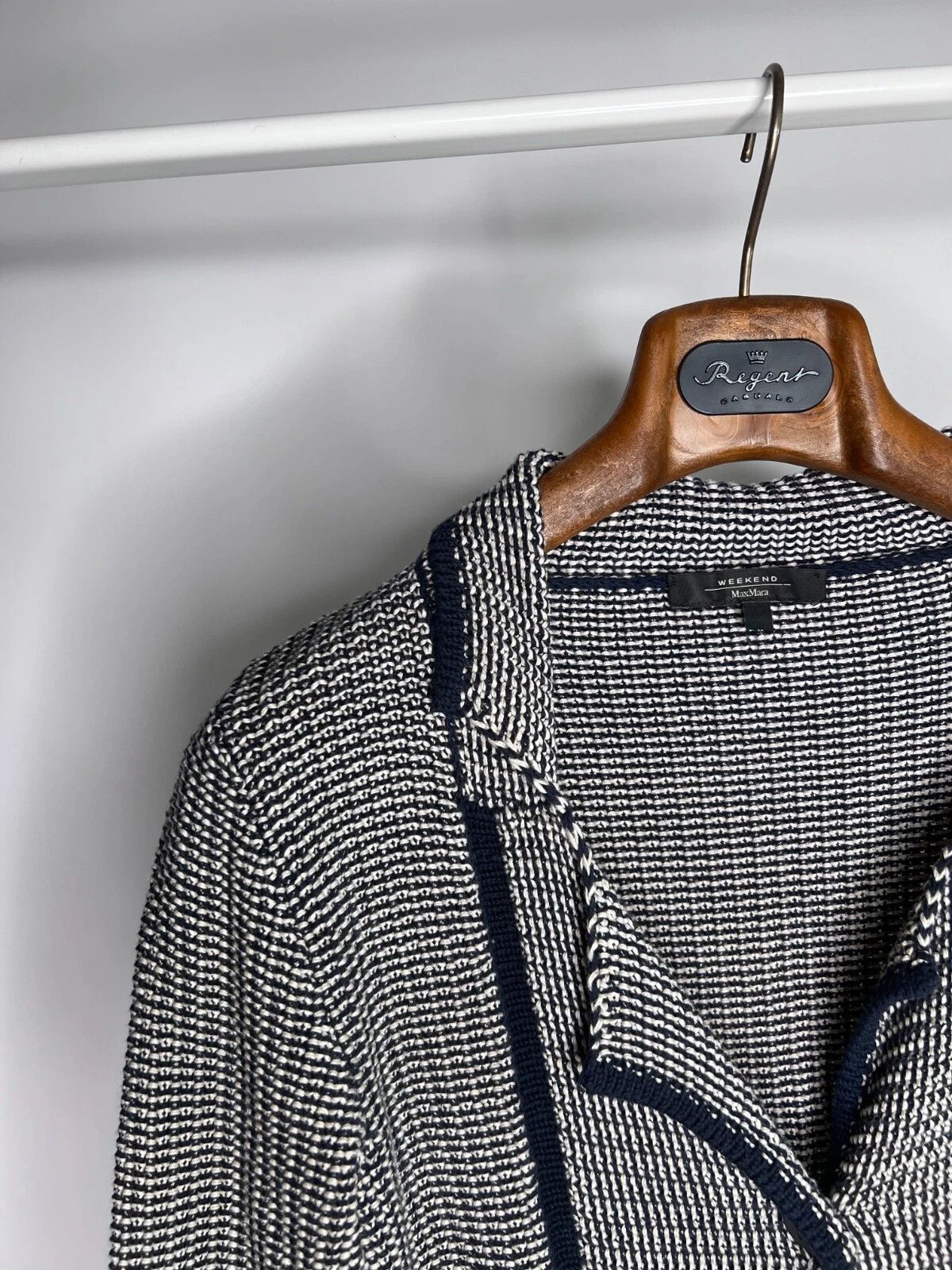 Weekend Max Mara MAX MARA Weekend Knit Blazer Jacket Blue White Striped Size M / US 6-8 / IT 42-44 - 2 Thumbnail