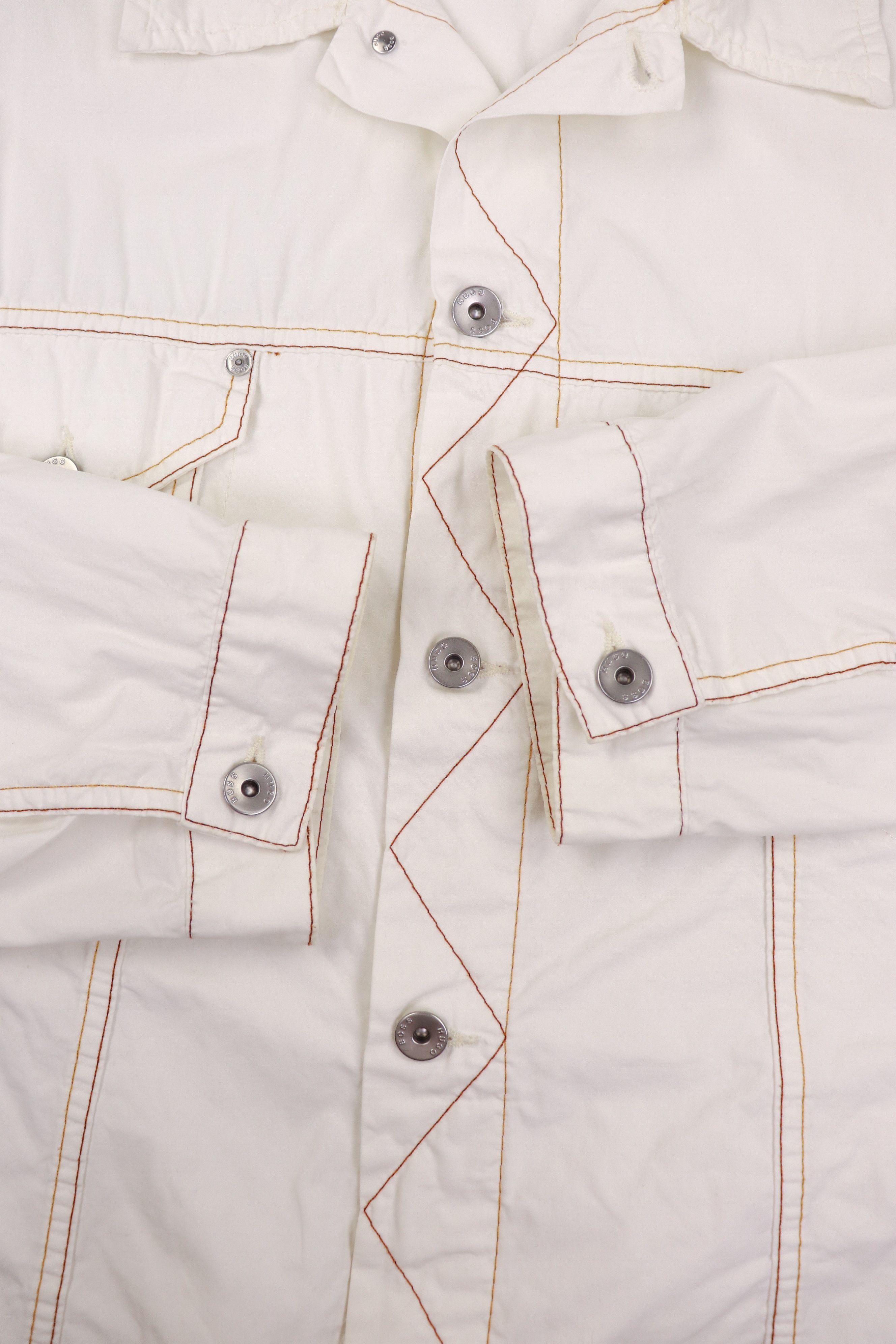 Hugo Boss Hugo Boss Vintage White Cotton Trucker Jacket Size US XL / EU 56 / 4 - 7 Thumbnail