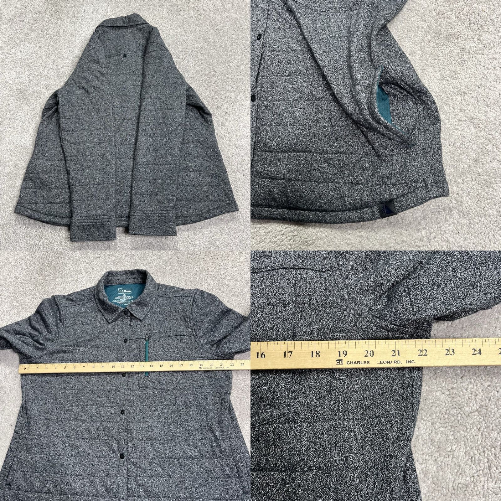 Vintage LL Bean Jacket Women XL Insulated Primaloft Ribbed Snap Button Hiking Shacket Gray Pockets Size XL / US 12-14 / IT 48-50 - 9 Thumbnail