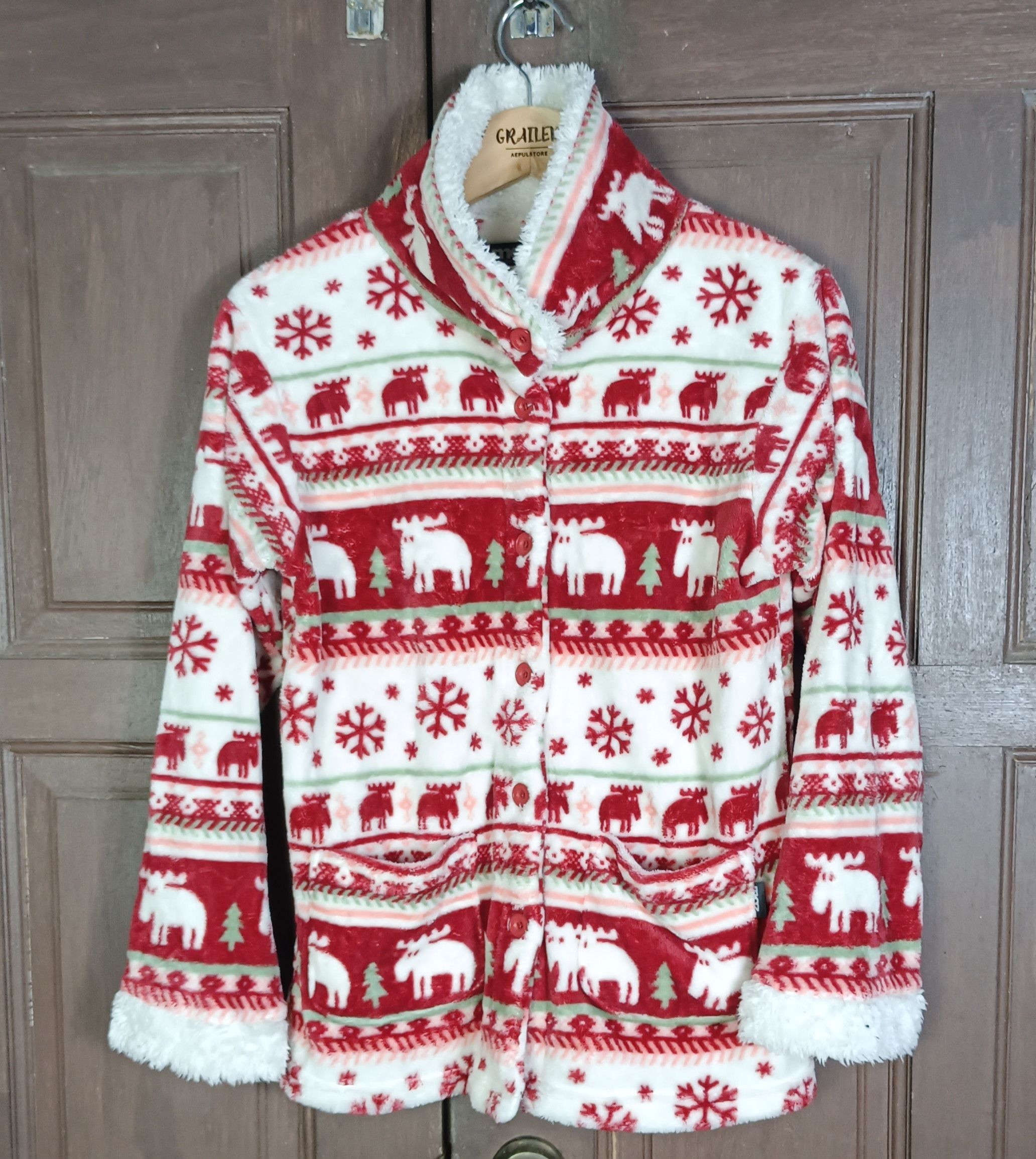 Japanese Brand Moz Sweden Fleece Christmas Printed Size US M / EU 48-50 / 2 - 1 Thumbnail