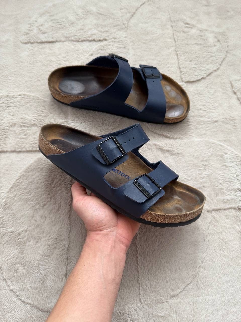 Birkenstock Mens Slide Sandals Blue Slipon