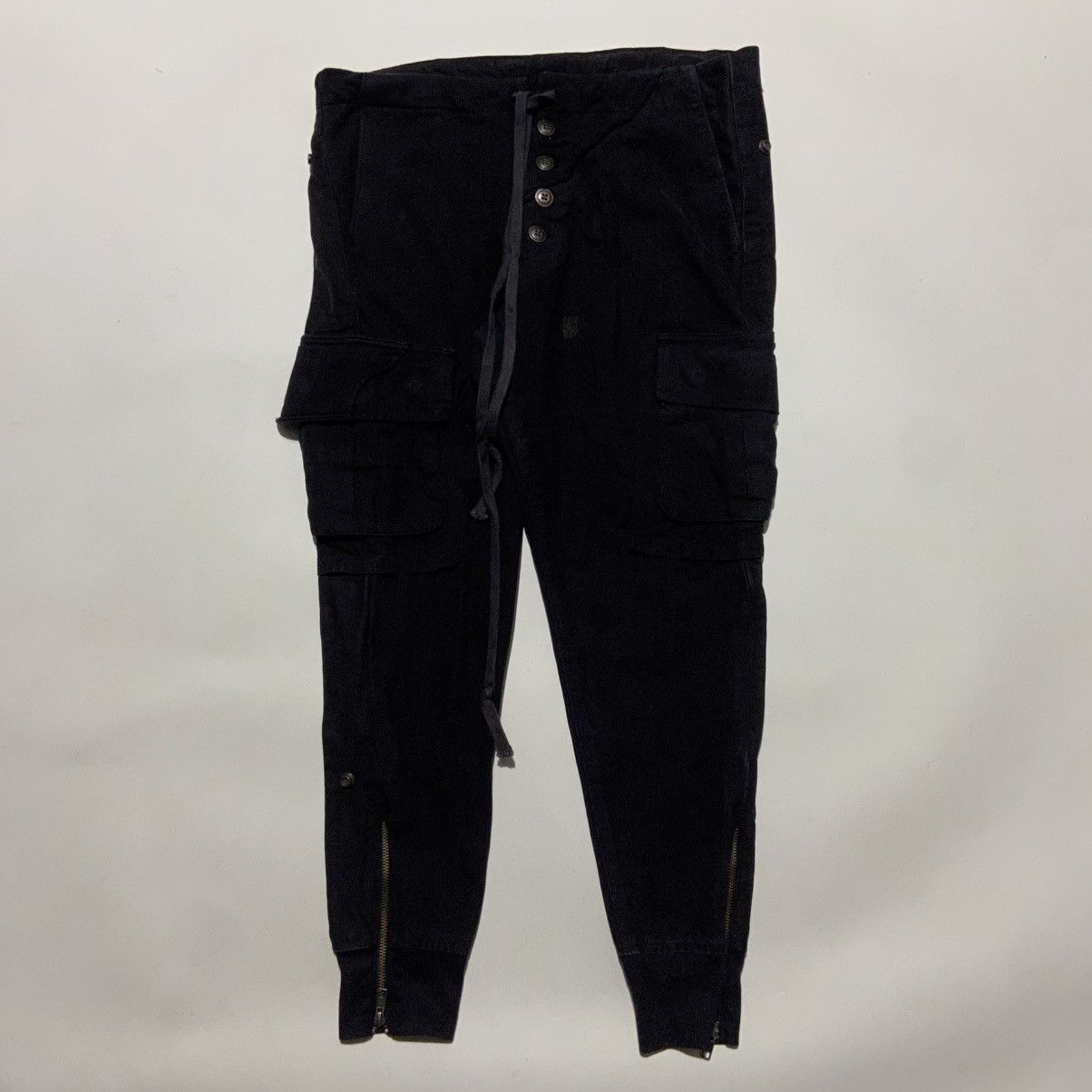 Greg Lauren SS17 Greg Lauren - Black Fleece/Tent Slim Cargo Lounge Pants Size US 36 / EU 52 - 1 Thumbnail