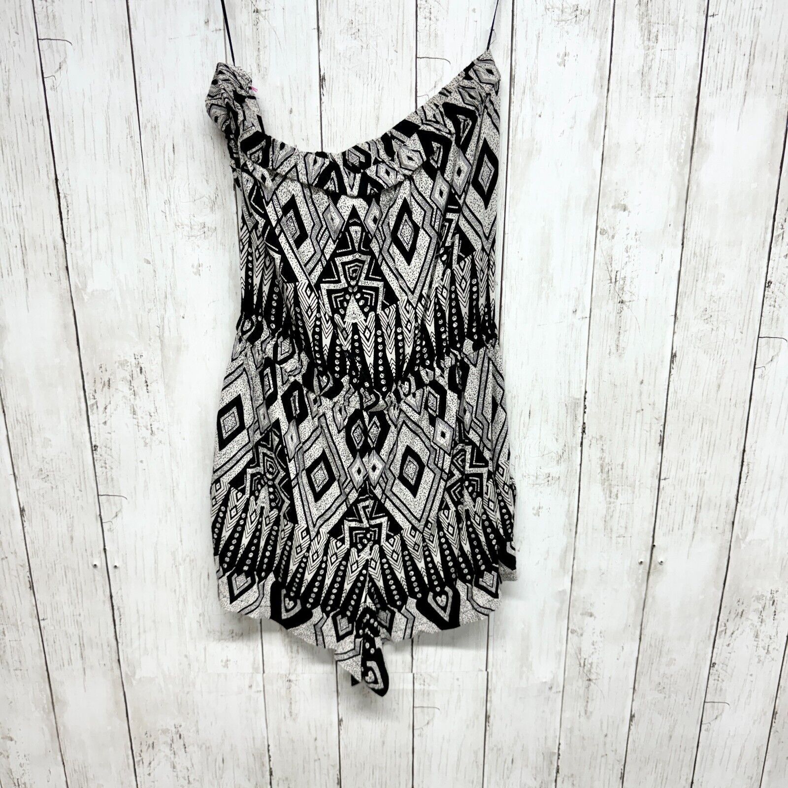 Other Angie Romper MD Boho Strapless Summer Black Geometric Rayon Size 30" / US 8 / IT 44 - 4 Thumbnail