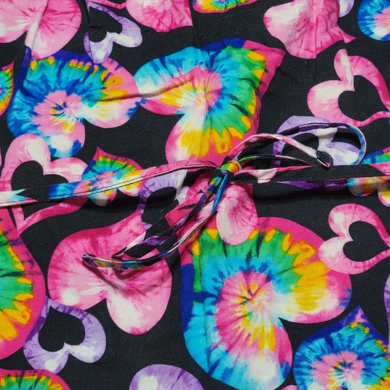 Other Peaches Psychedelic Hearts Scrub Blouse w/ Tie Neck -Size XS Size XS / US 0-2 / IT 36-38 - 4 Thumbnail