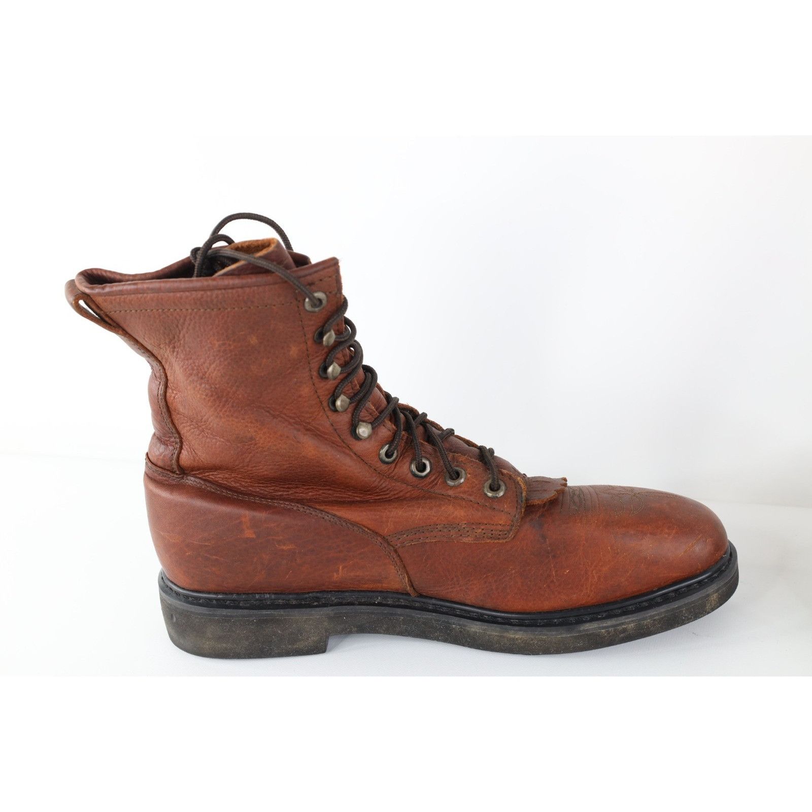 Vintage Vintage 90s Streetwear Tribal Fringed Leather Logger Boots Size US 10 / EU 43 - 8 Thumbnail