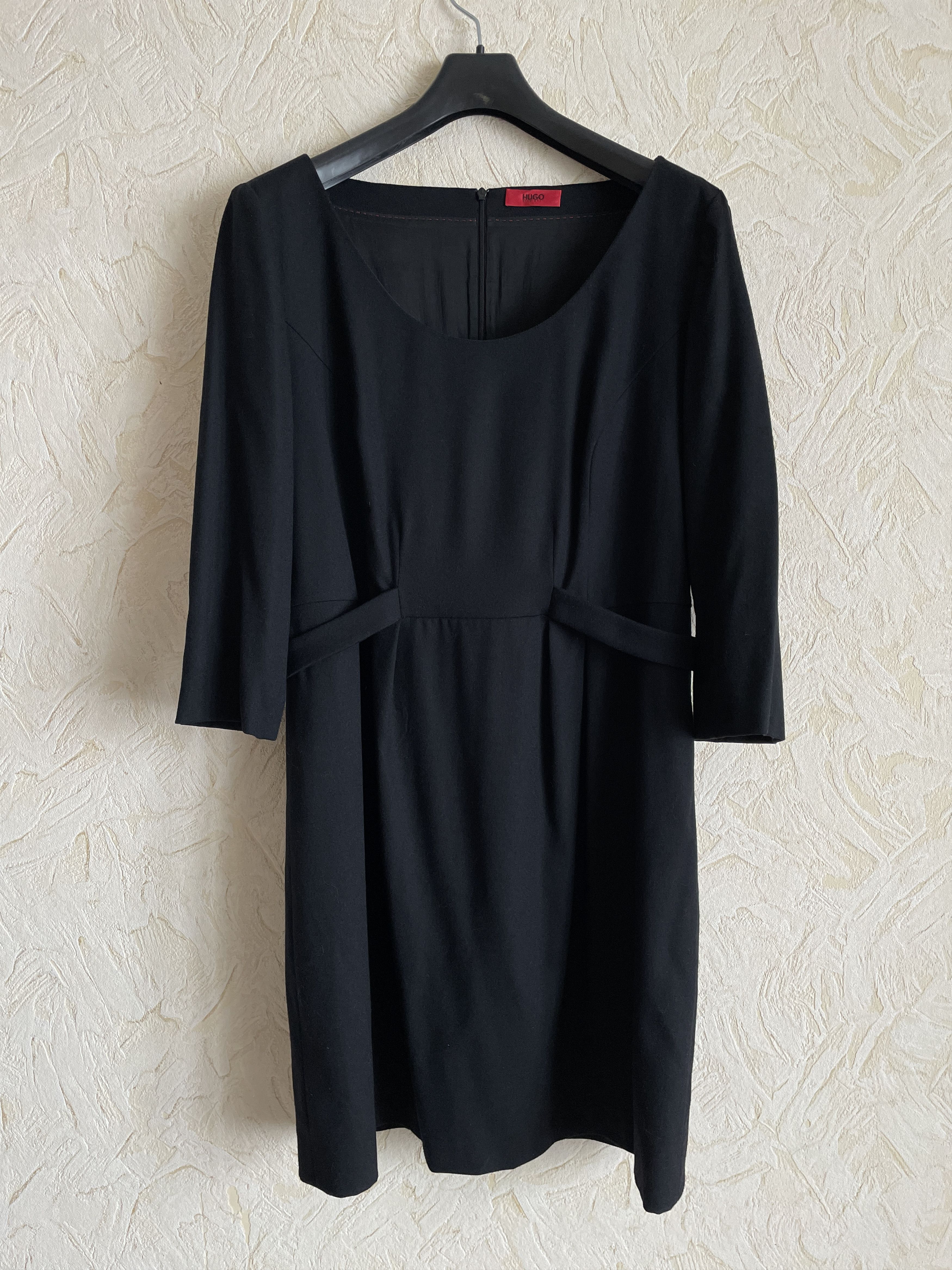 Hugo Boss Gray Wool Dunali Sheath Straight Dress with Straps