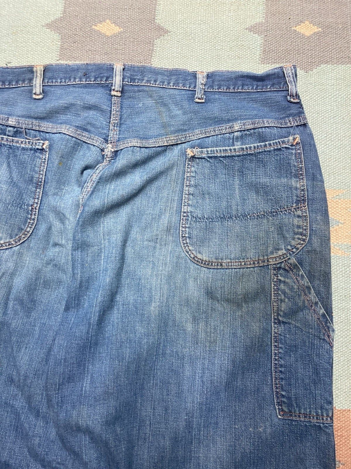 Vintage 1950s denim carpenter jeans Big Mac dark faded workwea 40x28 Size US 40 / EU 56 - 13 Thumbnail