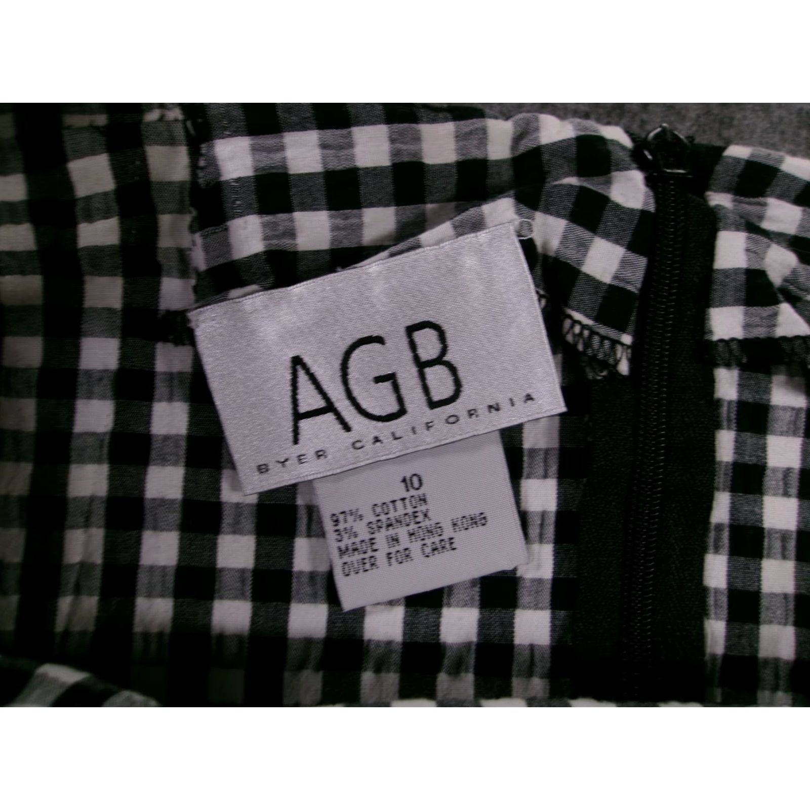 Vintage AGB Skirt Womens 10 Gingham Black White Pencil Straight Knee Length Zipper Size 32" / US 10 / IT 46 - 5 Thumbnail