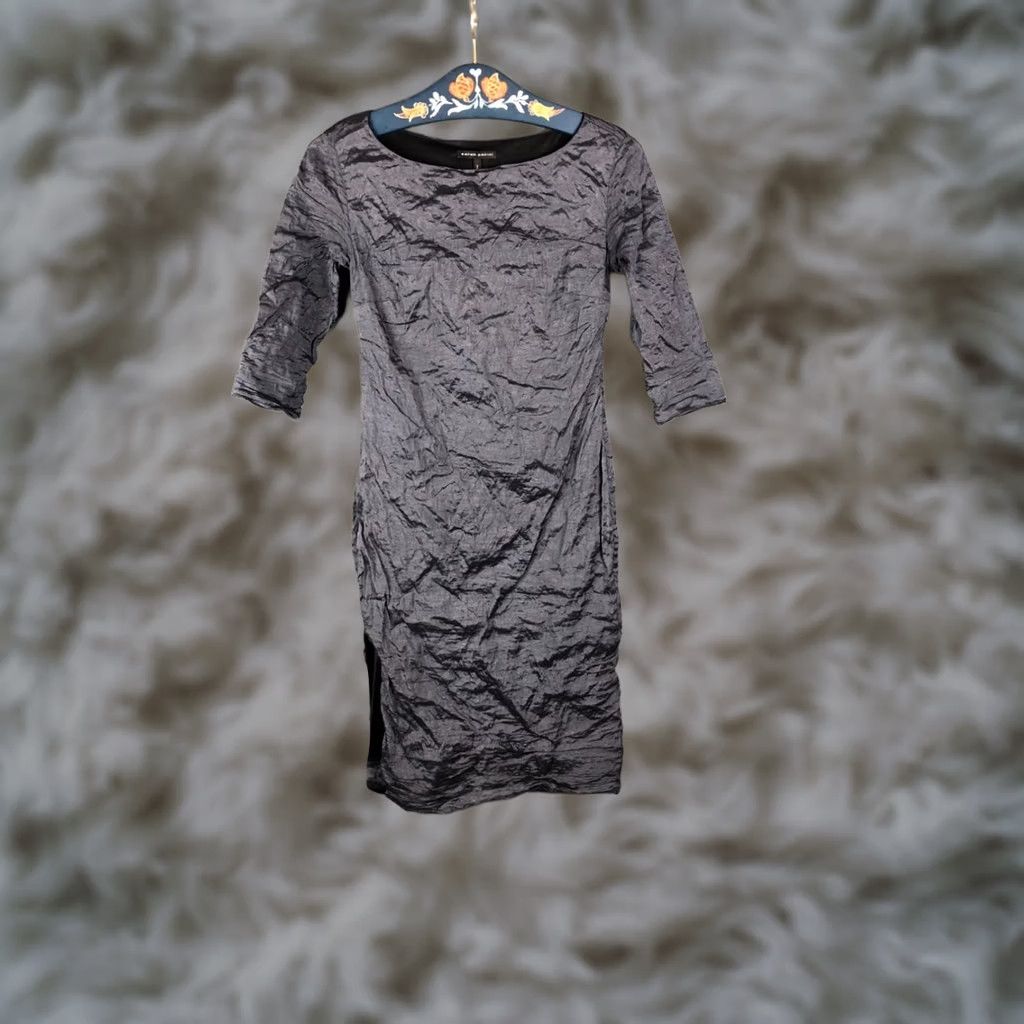 Sarah Pacini Sarah Pacini Women's Dress Black Taffeta Size 0 3/4 Sleeve Party Cocktail Knee Length Crinkled Taffeta Size XS / US 0-2 / IT 36-38 - 1 Thumbnail