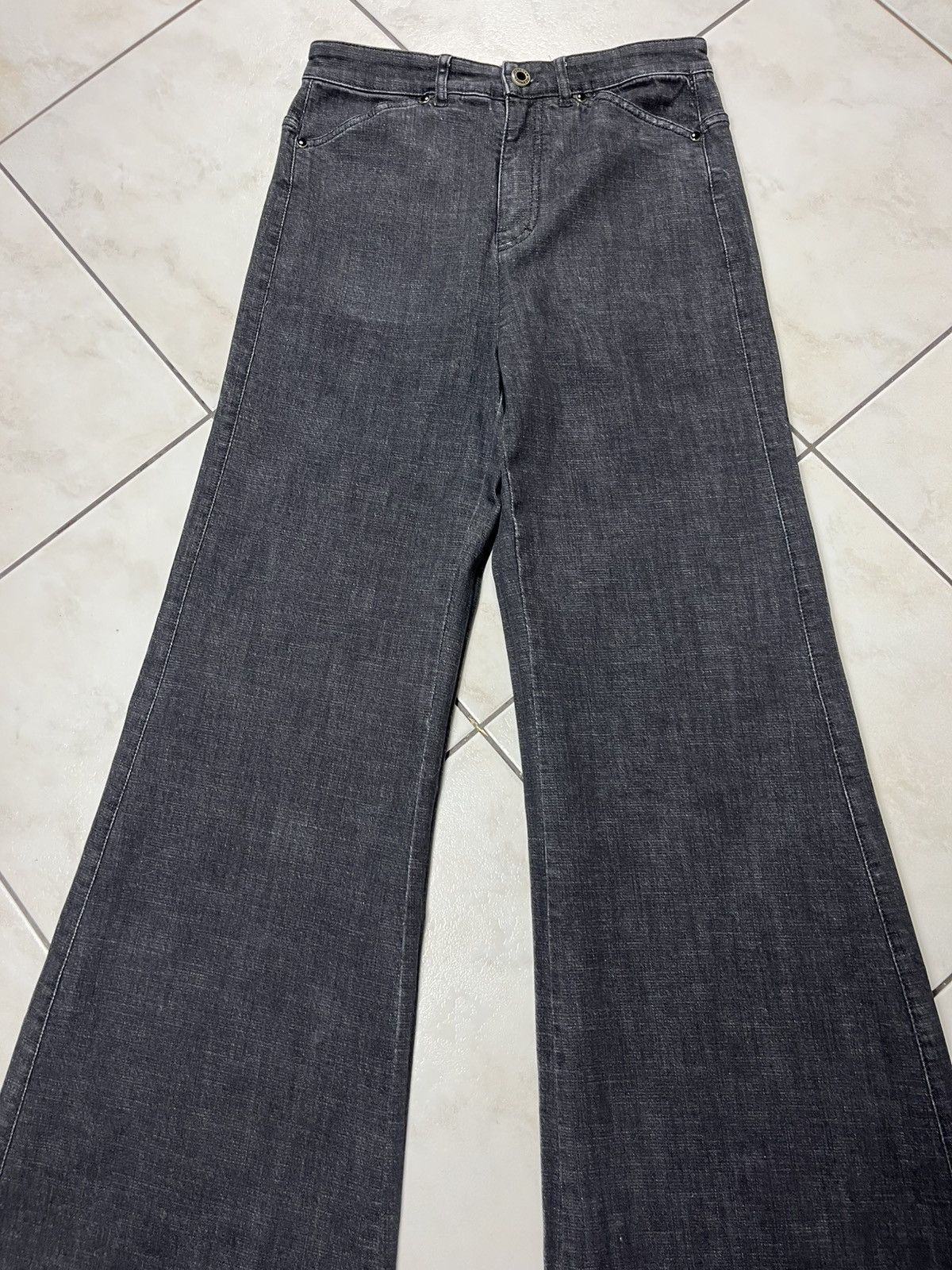 DOROTHEE SCHUMACHER × Designer Dorothee Schumacher flared dark goth denim jeans pants baggy Size 26" / US 2 / IT 38 - 4 Thumbnail