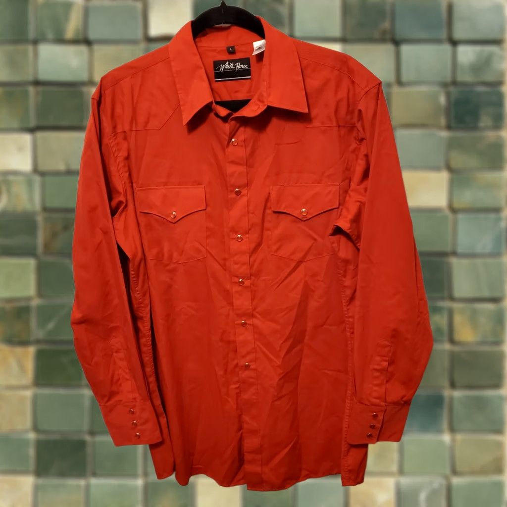 Vintage VINTAGE White Horse Shirt Mens L Red Ranch Western Button Down Size Pearl Snap Cowboy Size US L / EU 52-54 / 3 - 1 Thumbnail