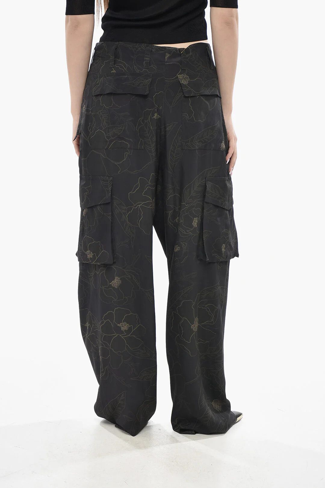 Dries Van Noten og1mm0426 Silk Cargo Pant in Black Size 28" / US 6 / IT 42 - 2 Thumbnail