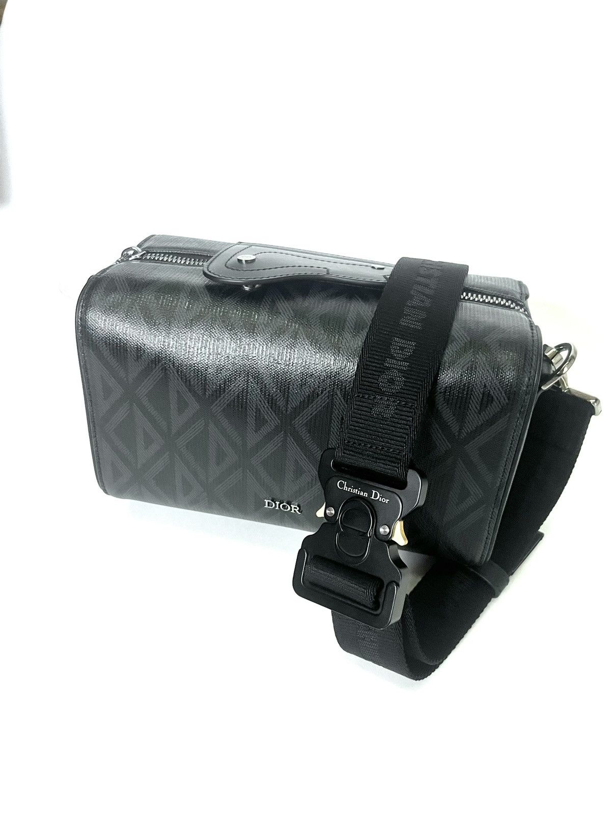 Dior Mini Saddle Bag With Buckle in Black, Men's