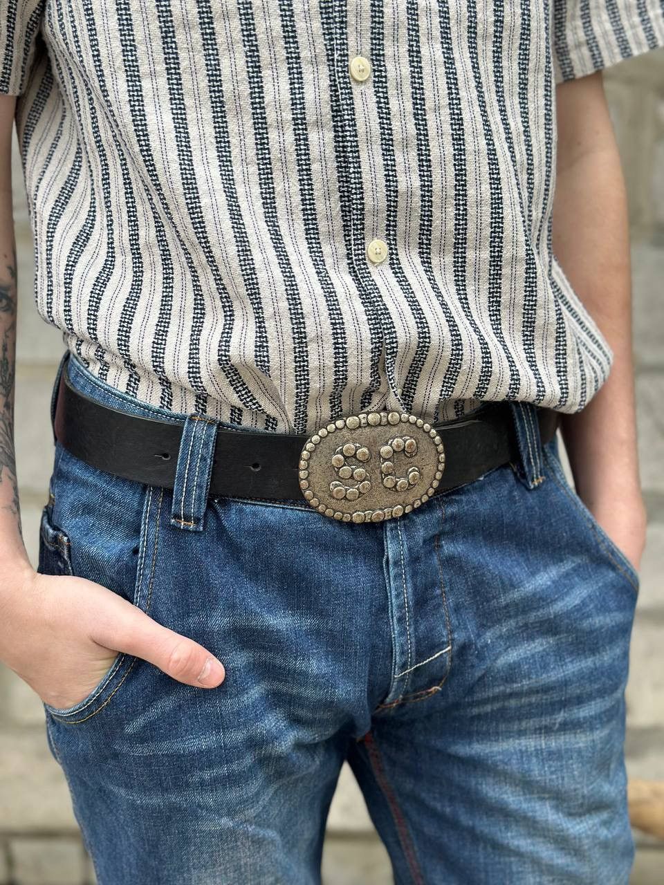West Coast Choppers VTG Mans Leather Belt SC Y2K Western Cowboy 00s USA Size ONE SIZE - 1 Thumbnail