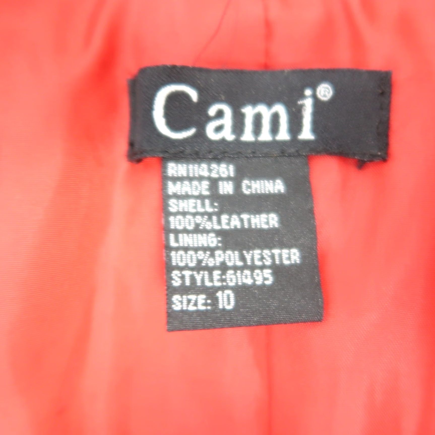 Vintage Cami Red Leather Button Front Jacket Womens 10 Regular Short Long Sleeve Biker Solid Vintage? Size L / US 10 / IT 46 - 8 Thumbnail