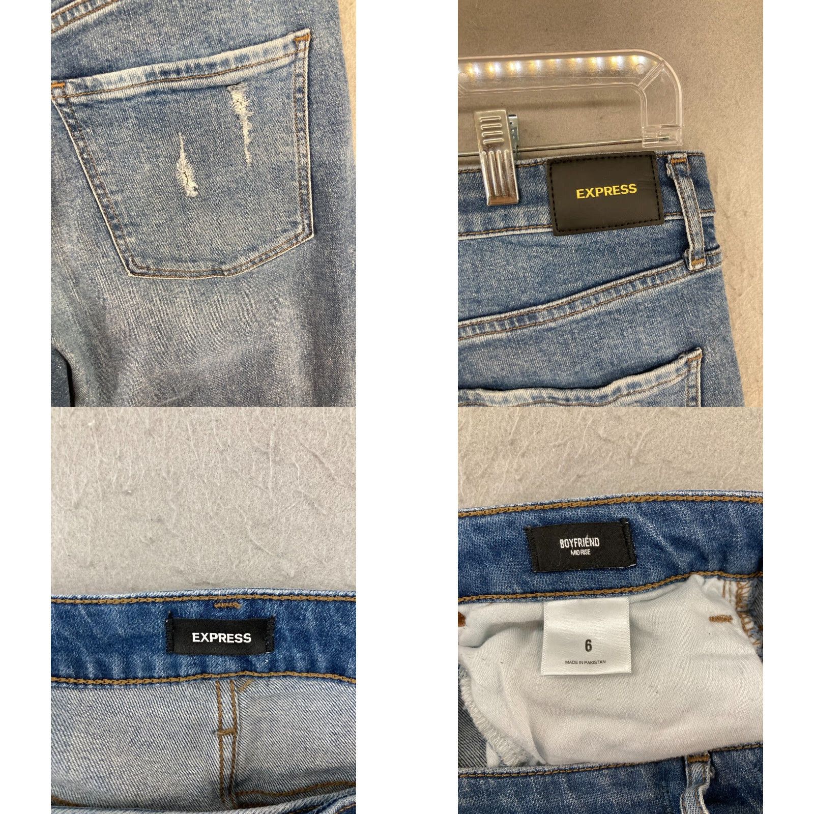 Express Express Wide Leg Jeans 6 High Rise Relaxed Fit Blue Distressed 90s Womens Size 28" / US 6 / IT 42 - 8 Thumbnail