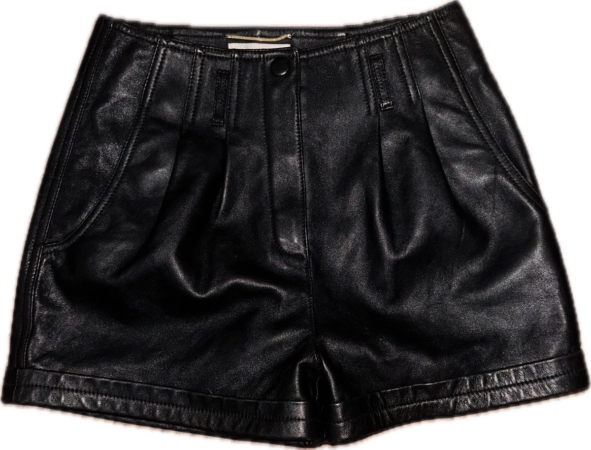 Saint Laurent Paris 2020 Lambskin Pleated Shorts Size 24" / US 00 / IT 34 - 1 Thumbnail