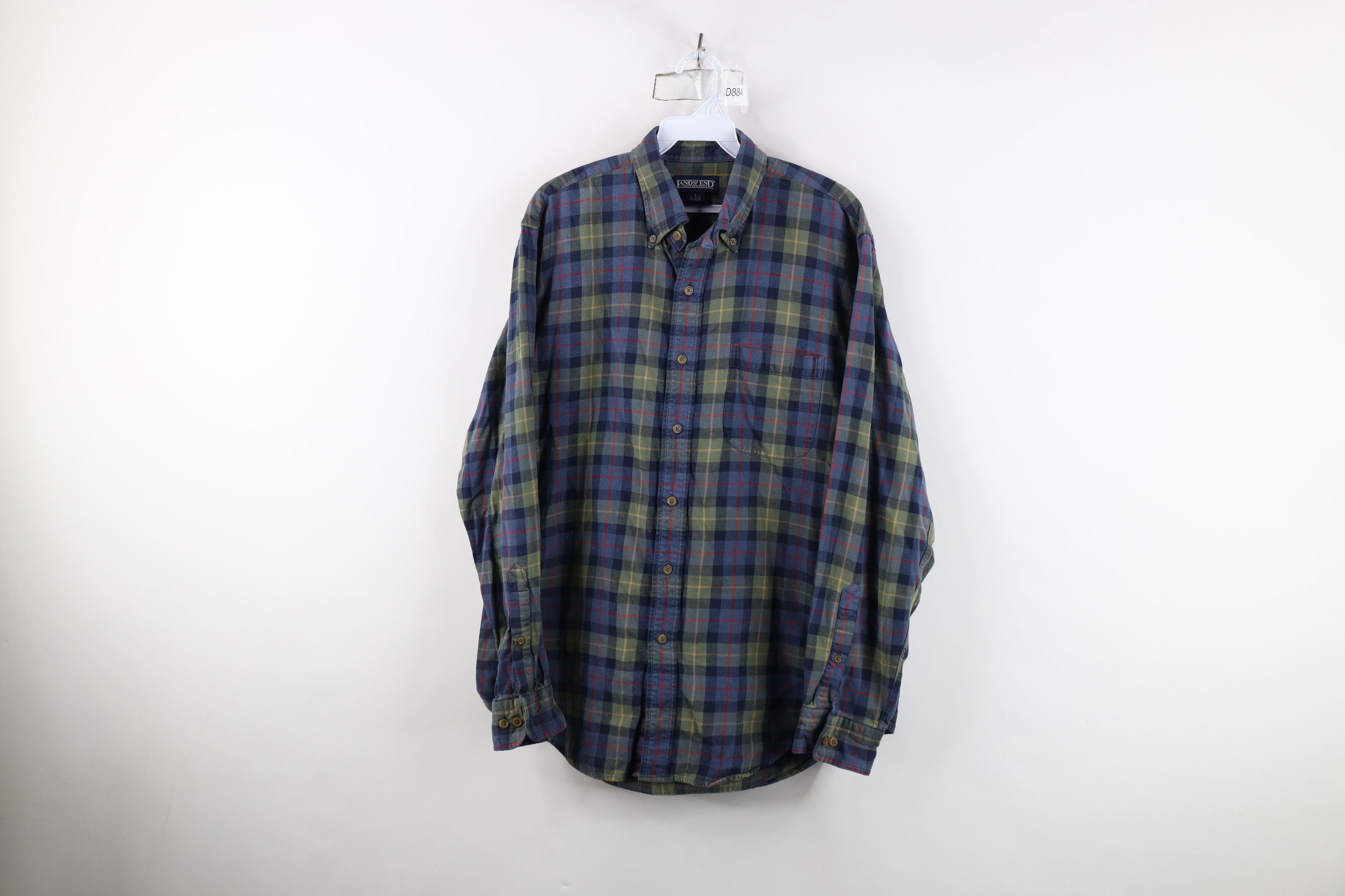 Lands' End Vintage 90s Lands End Collared Button Down Shirt Plaid Size US M / EU 48-50 / 2 - 1 Thumbnail