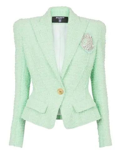 o1s1wg110825 Tweed Jacket in Green