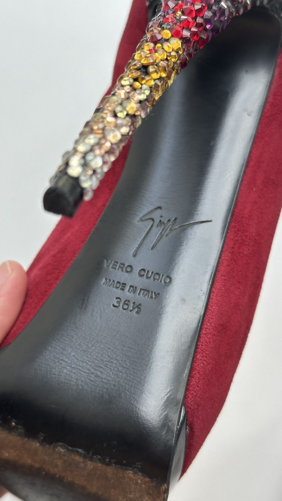 Giuseppe Zanotti Giuseppe Zanotti Red Suede High Heels Rhinestone Size 36.5 Size US 6.5 / IT 36.5 - 3 Thumbnail