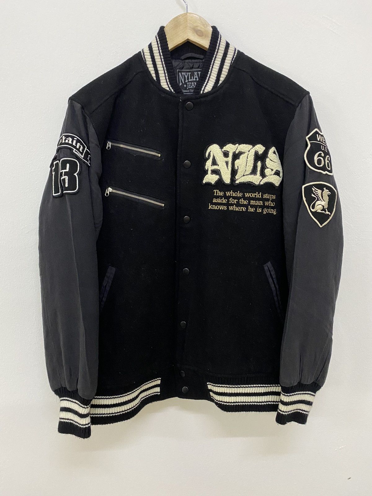 Japanese Brand Nylaus Jeans Jackpot Ghost Rider Varsity Jacket Size US L / EU 52-54 / 3 - 1 Thumbnail