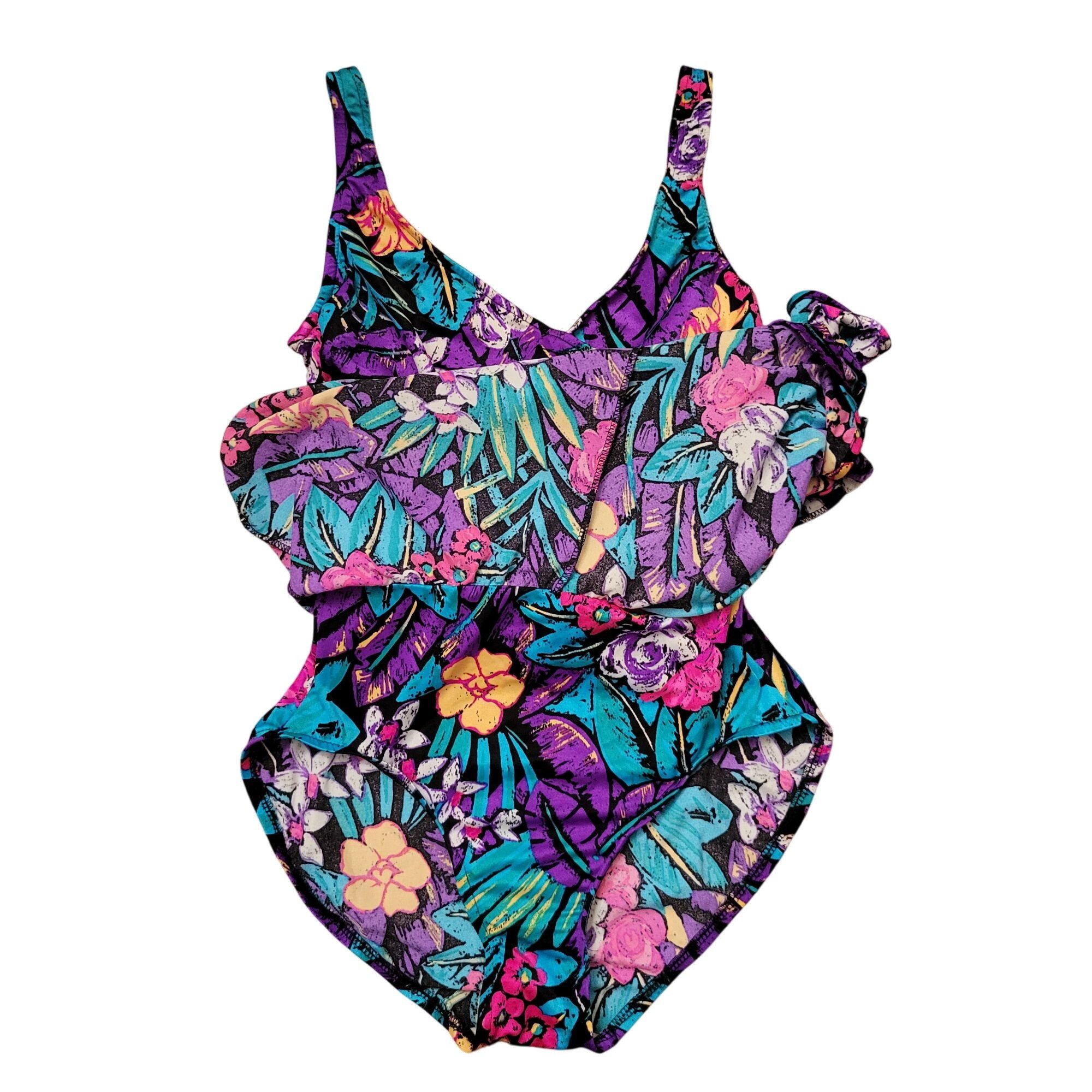 Vintage Vintage Mainstream Floral Swimsuit 10 Full Coverage One Piec Size ONE SIZE - 13 Thumbnail