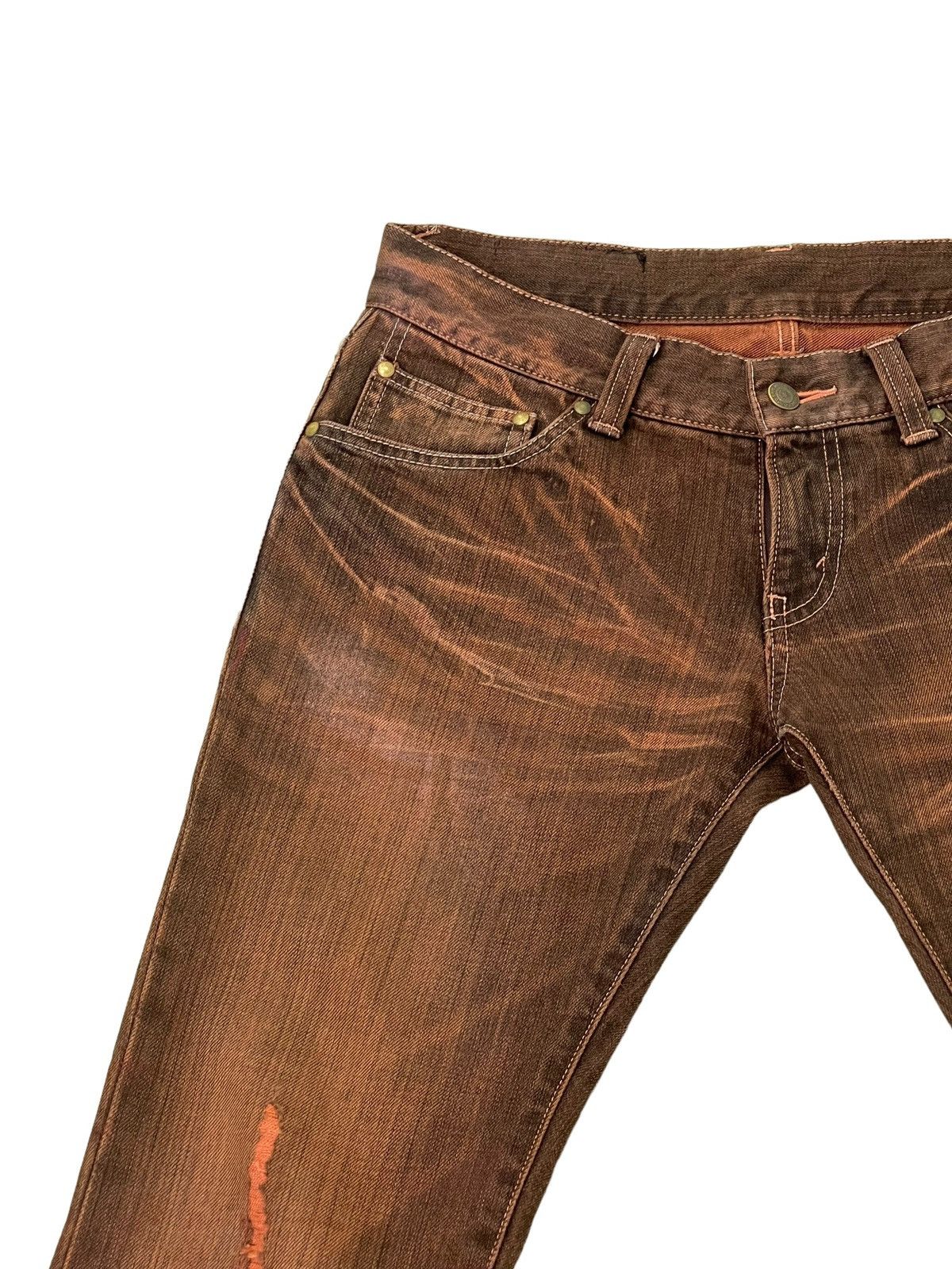 Japanese Brand Flare Jeans Tornado Mart Faded Distress Slim Mud Wash 8🟦7 Size US 30 / EU 46 - 8 Thumbnail