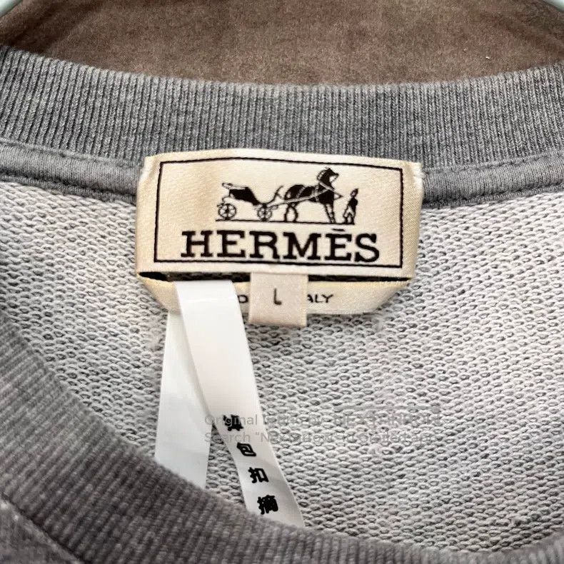 Hermes Hermes Gray Pattern Logo Hoodie Size L / US 10 / IT 46 - 3 Thumbnail