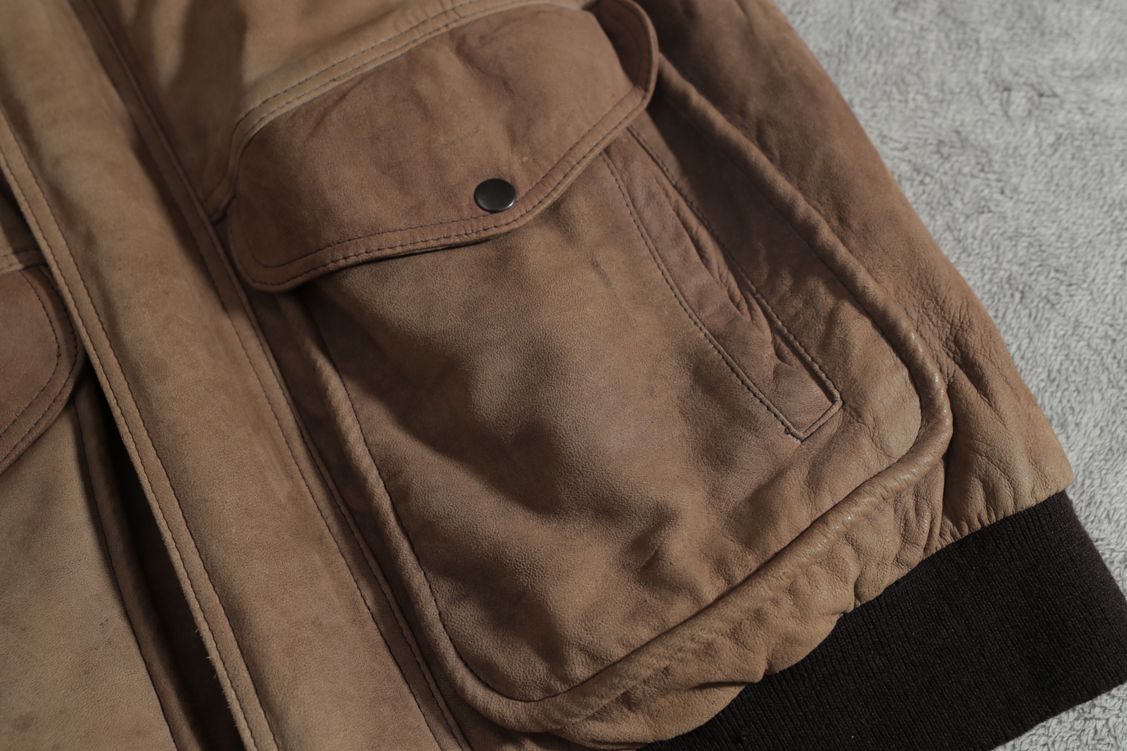 Vintage Giampier Flag Lined Tan Leather Vintage Jacket (XL) Size US XL / EU 56 / 4 - 8 Thumbnail