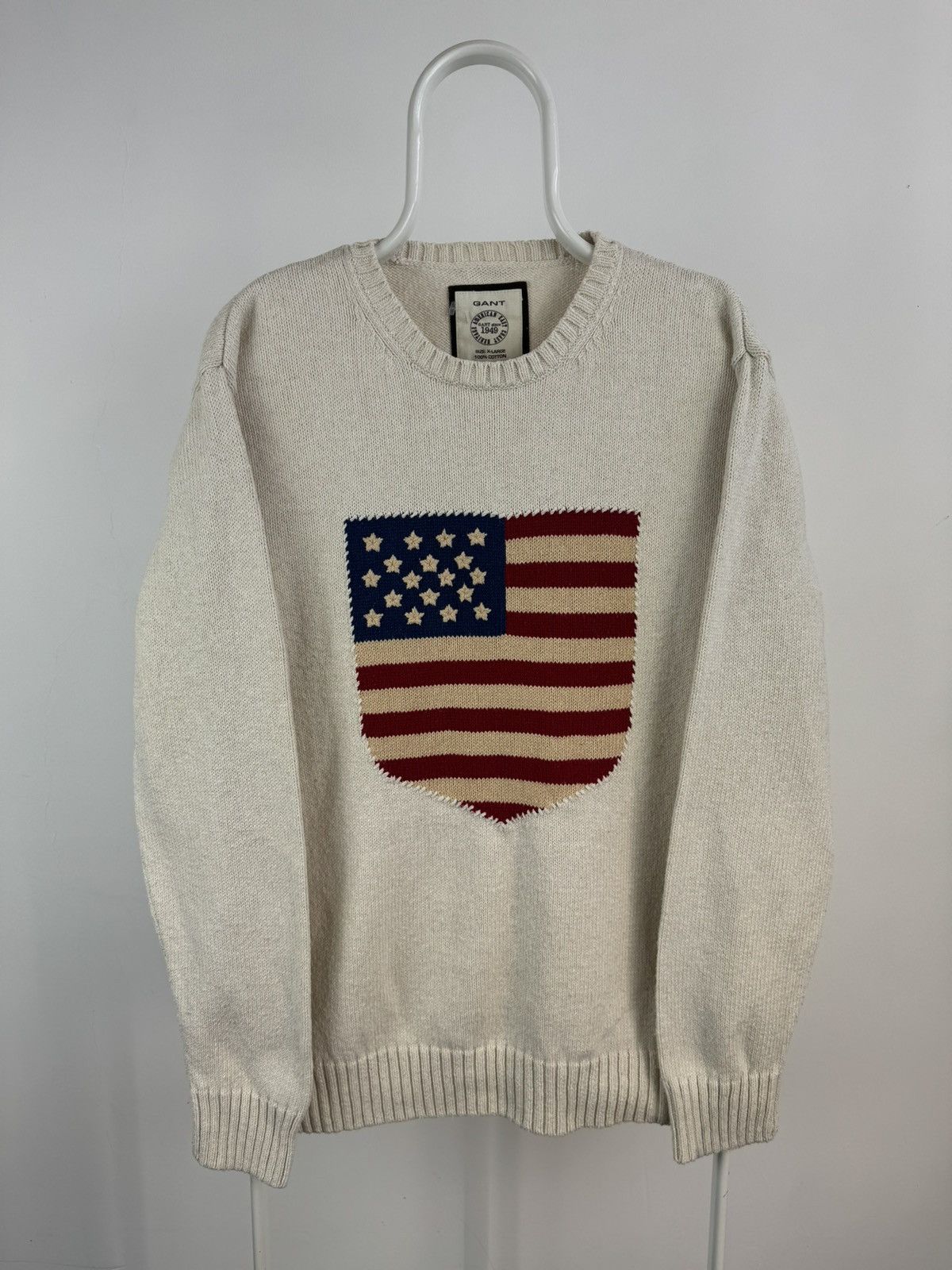 Gant × Vintage Vintage Gant Big Logo American Flag Sweater Size US XL / EU 56 / 4 - 1 Thumbnail