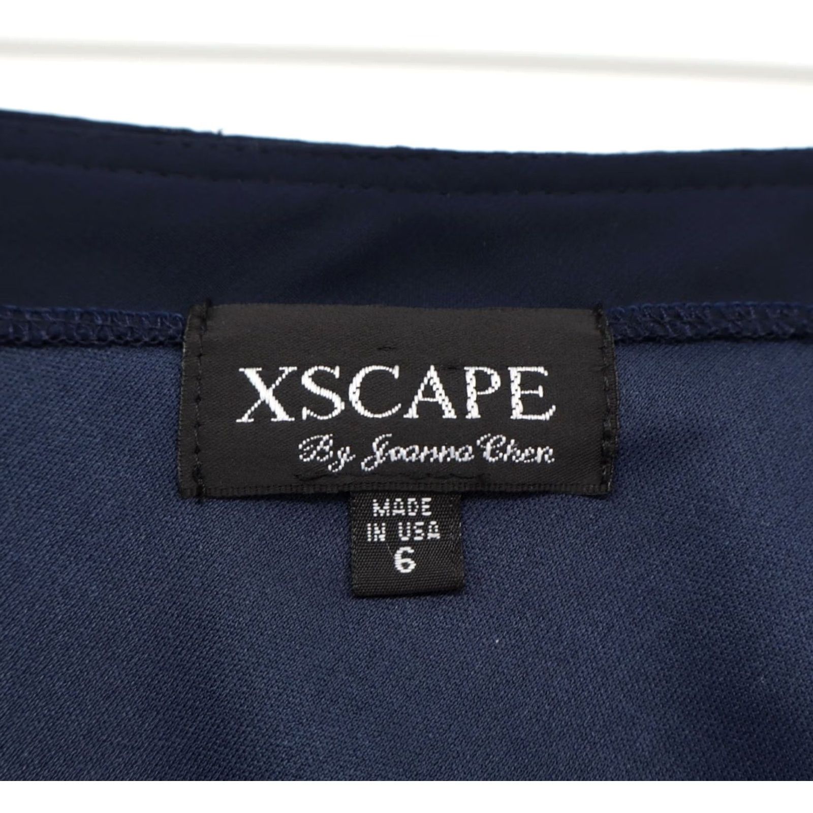 Vintage Xscape One Shoulder Pleated Bejeweled Lined Sheer Mini Dress Navy 6 Women Party Cocktail Short Dress Size M / US 6-8 / IT 42-44 - 4 Thumbnail
