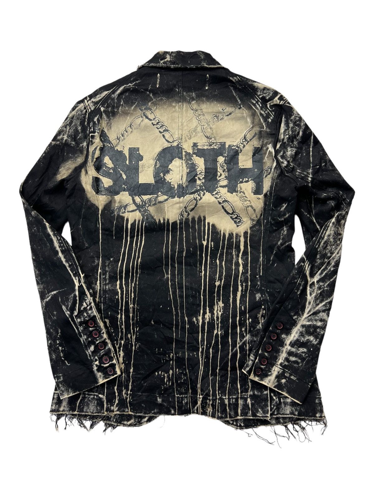 If Six Was Nine H. Anarchyism Goth Painted "SLOTH" Dripping Button Jacket Size US M / EU 48-50 / 2 - 4 Thumbnail