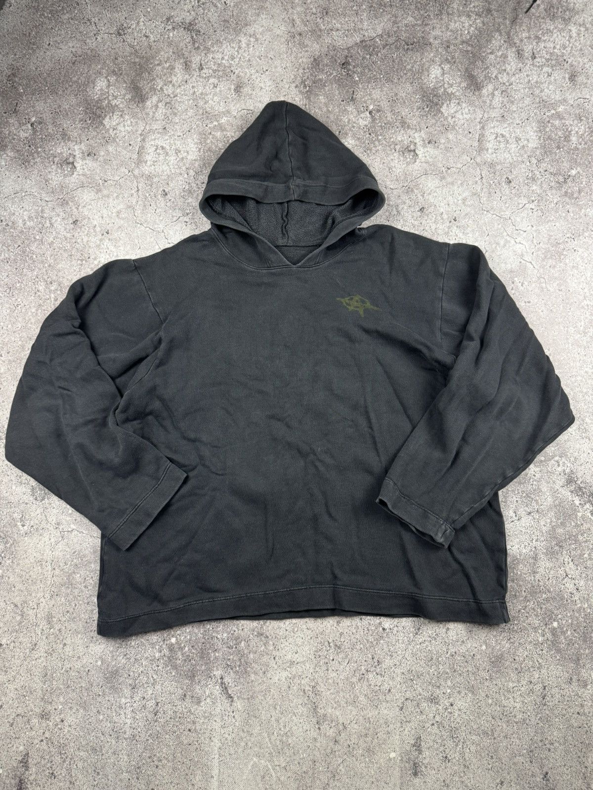 Vintage Vintage Y2K Faded Black Anarchy boxy hoodie Avant garde Size US M / EU 48-50 / 2 - 1 Thumbnail
