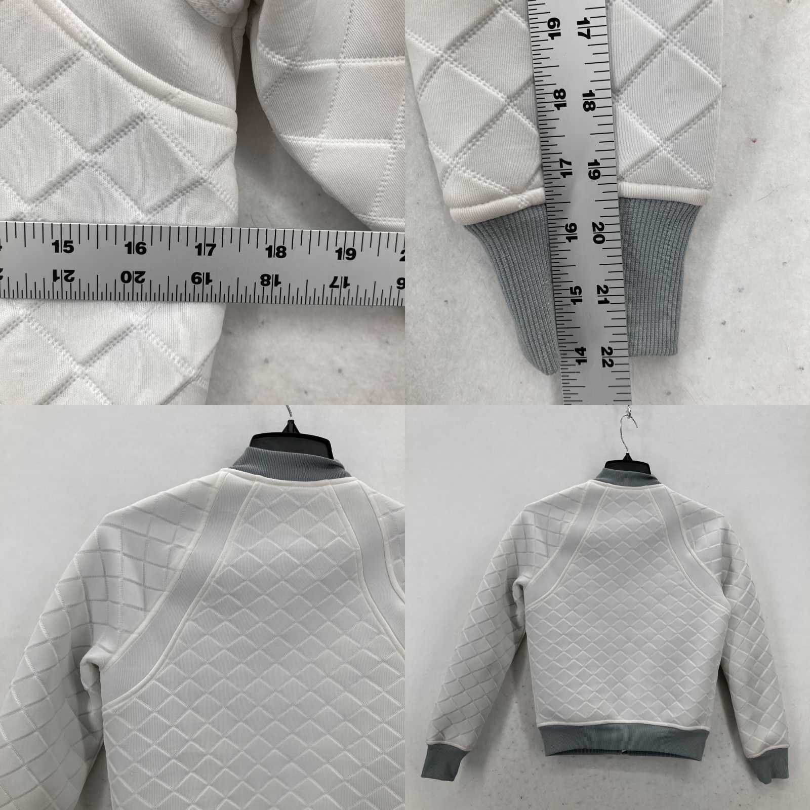 Athleta VINTAGE Athleta Quilted Bomber Jacket Women's XXS White Stretch Full Zip Athleisure Gym Size XXS / US 00 / IT 34 - 8 Thumbnail