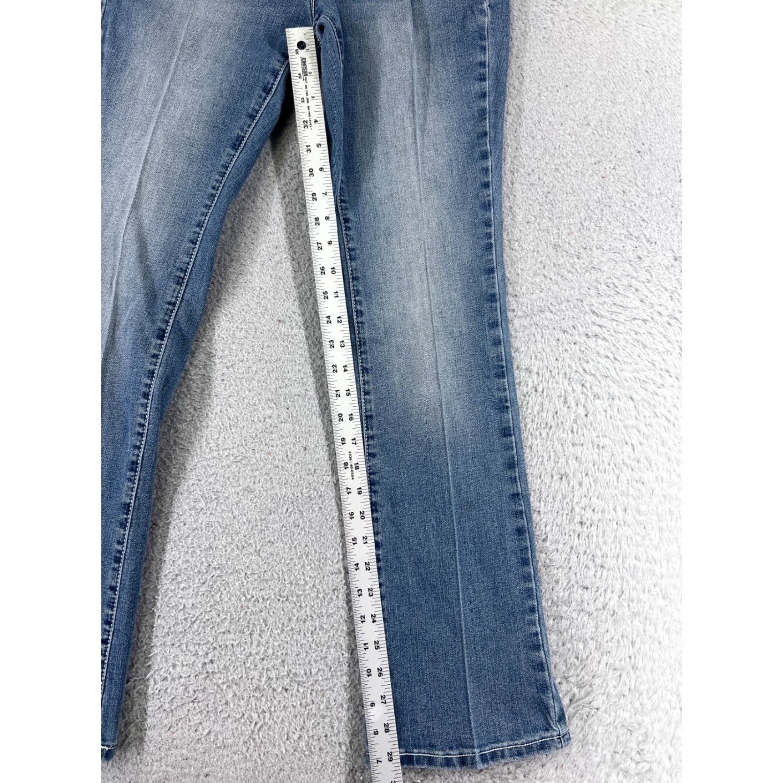 Vintage Earl Jean Jeans Women Blue Denim Slim Boot Mid 27x29 5-Pocket Embroidered Bling Belt Loop Zipper Hemmed Size 27" / US 4 / IT 40 - 7 Thumbnail