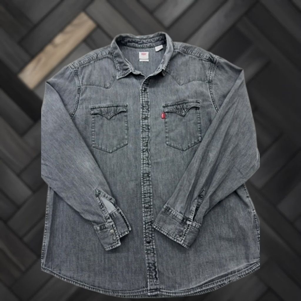 Levi's Levi's Boys Gray Denim Jacket Button Front Size XL Classic Lightweight Size US XL / EU 56 / 4 - 1 Thumbnail