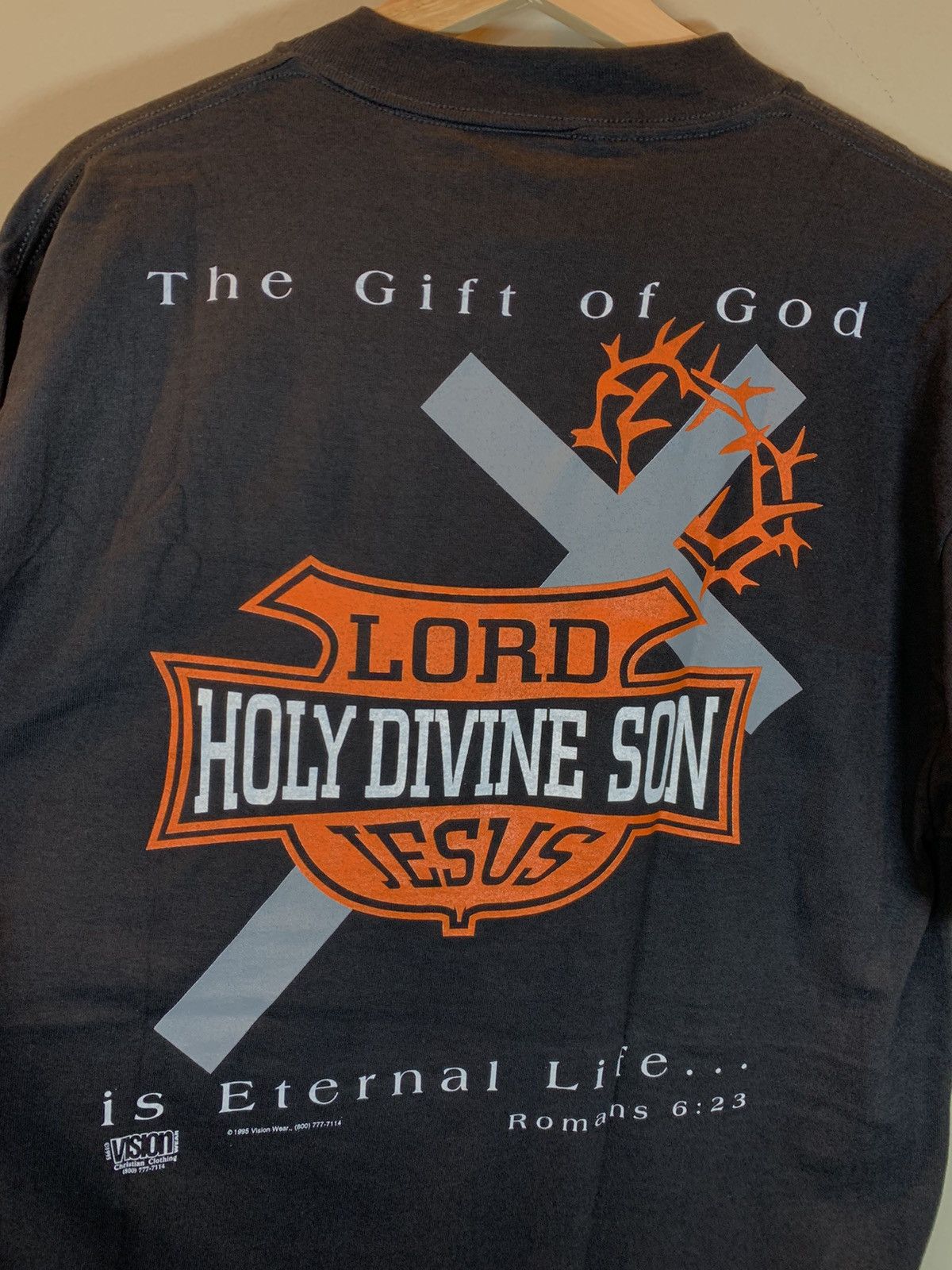 Vintage RARE Vintage Holy Divine Son Jesus Harley Biker Parody Shirt Size US L / EU 52-54 / 3 - 3 Thumbnail