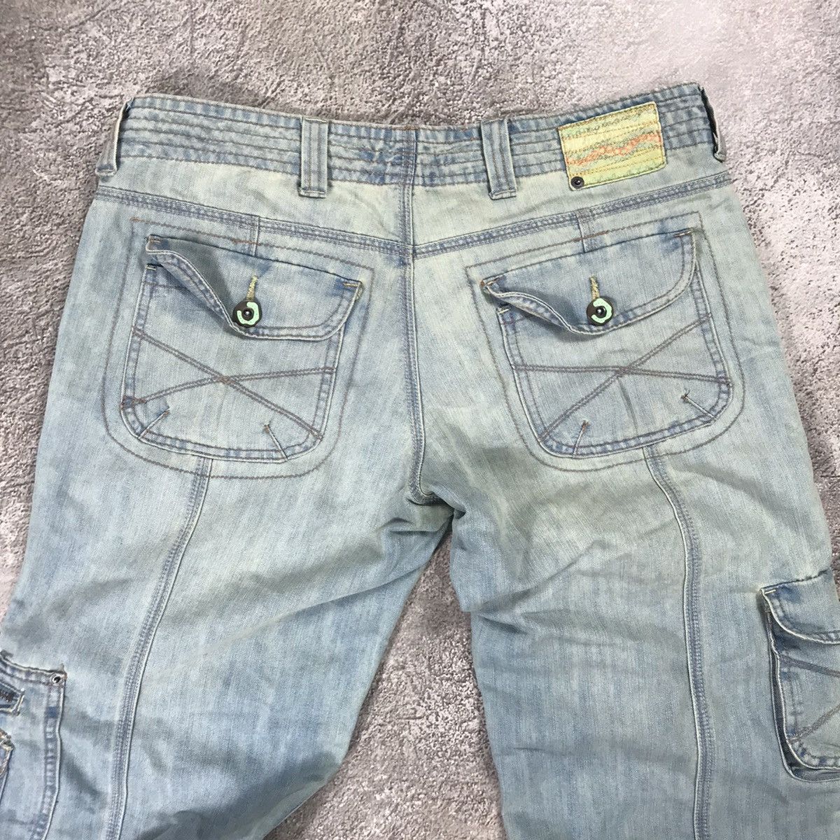 Vintage Y2K Baggy Distressed Cargo Jeans Skate Streetwear W31 Logo Size 31" - 7 Thumbnail