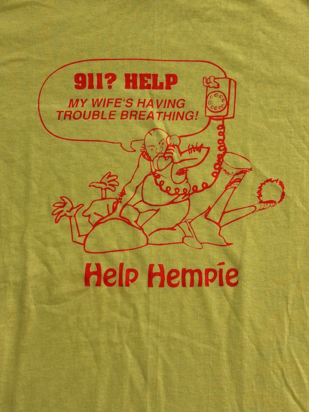 Hanes VTG Help Hempie 90s T-shirt 911 Help Wife Tee - L Size US L / EU 52-54 / 3 - 3 Thumbnail