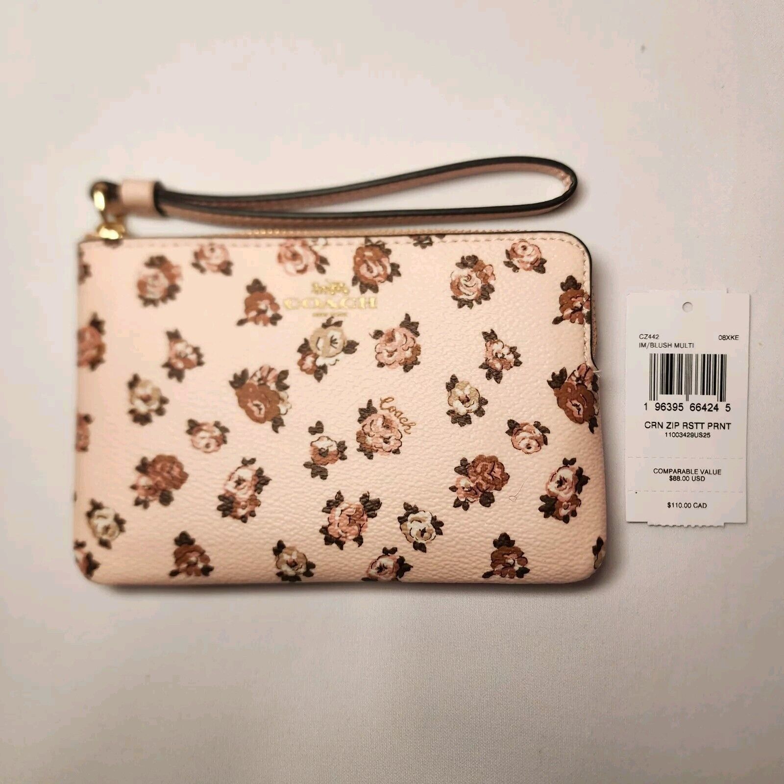 Coach NWT COACH CZ442 Corner Zip Wristlet Rosette Blush Pink Multi Size ONE SIZE - 1 Thumbnail