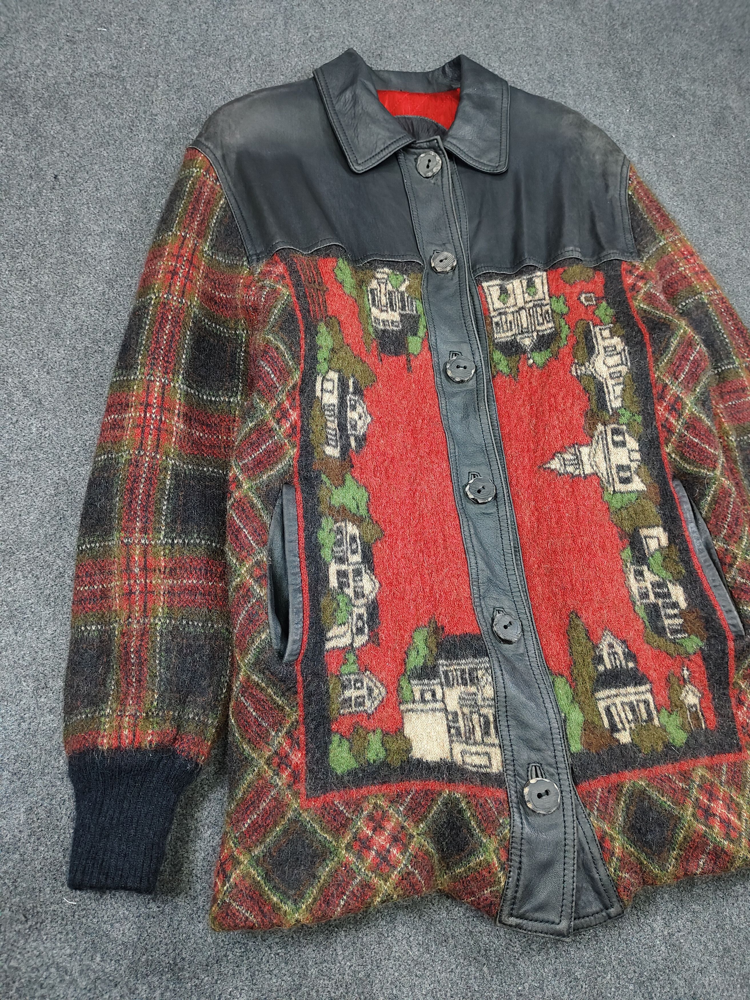 Torras 80s Torras-Artisan Tapestry Archive Wool Leather Coat Jacket Size M / US 6-8 / IT 42-44 - 4 Thumbnail