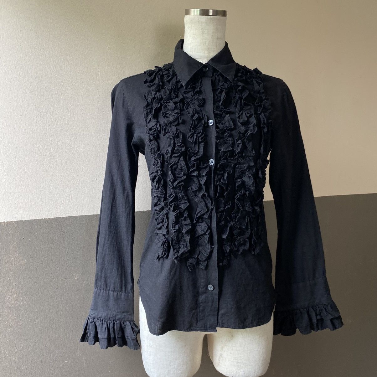 Seditionaries SEXY DYNAMITE Y2K Punk Black Ruffled Long Sleeve Blouse Size S / US 4 / IT 40 - 20 Thumbnail