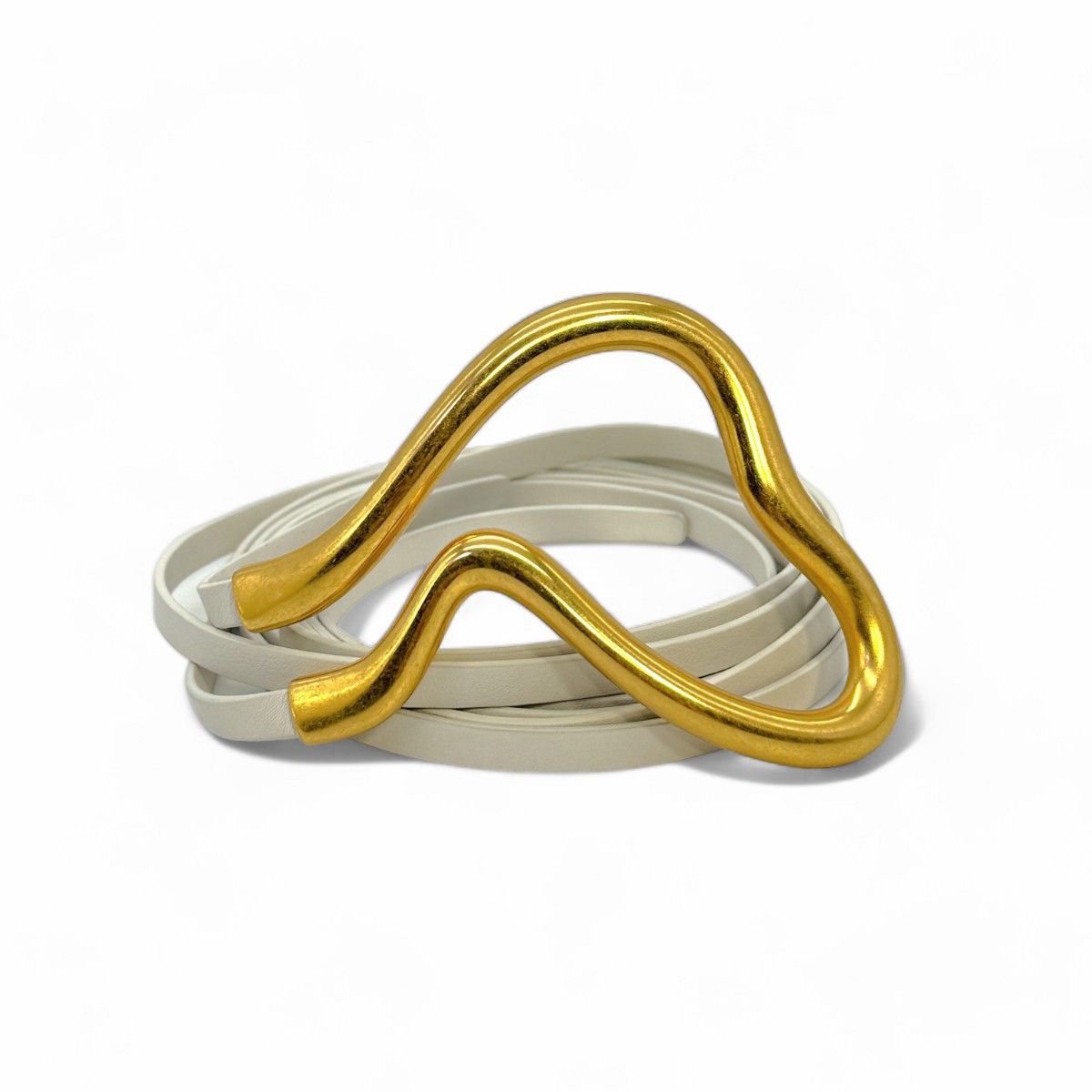 Bottega Veneta BOTTEGA VENETA white gold decorative buckle thin belt Size ONE SIZE - 1 Thumbnail