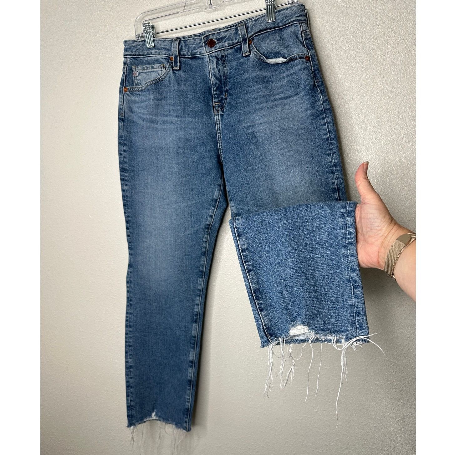 AG Adriano Goldschmied Adriano Goldschmied Ex-Boyfriend Raw Hem Medium Wash Jeans Size 28" / US 6 / IT 42 - 3 Thumbnail