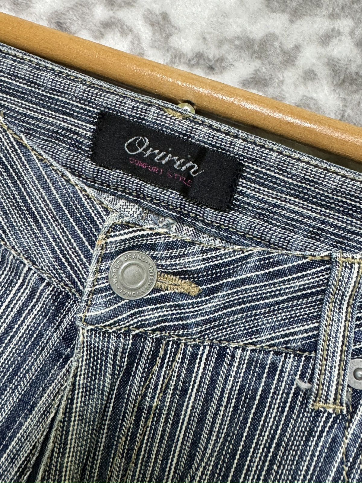 Japanese Brand Japanese Oririn Hickory Stripe Bootcut Archive Denim Jeans Size US 29 - 7 Thumbnail