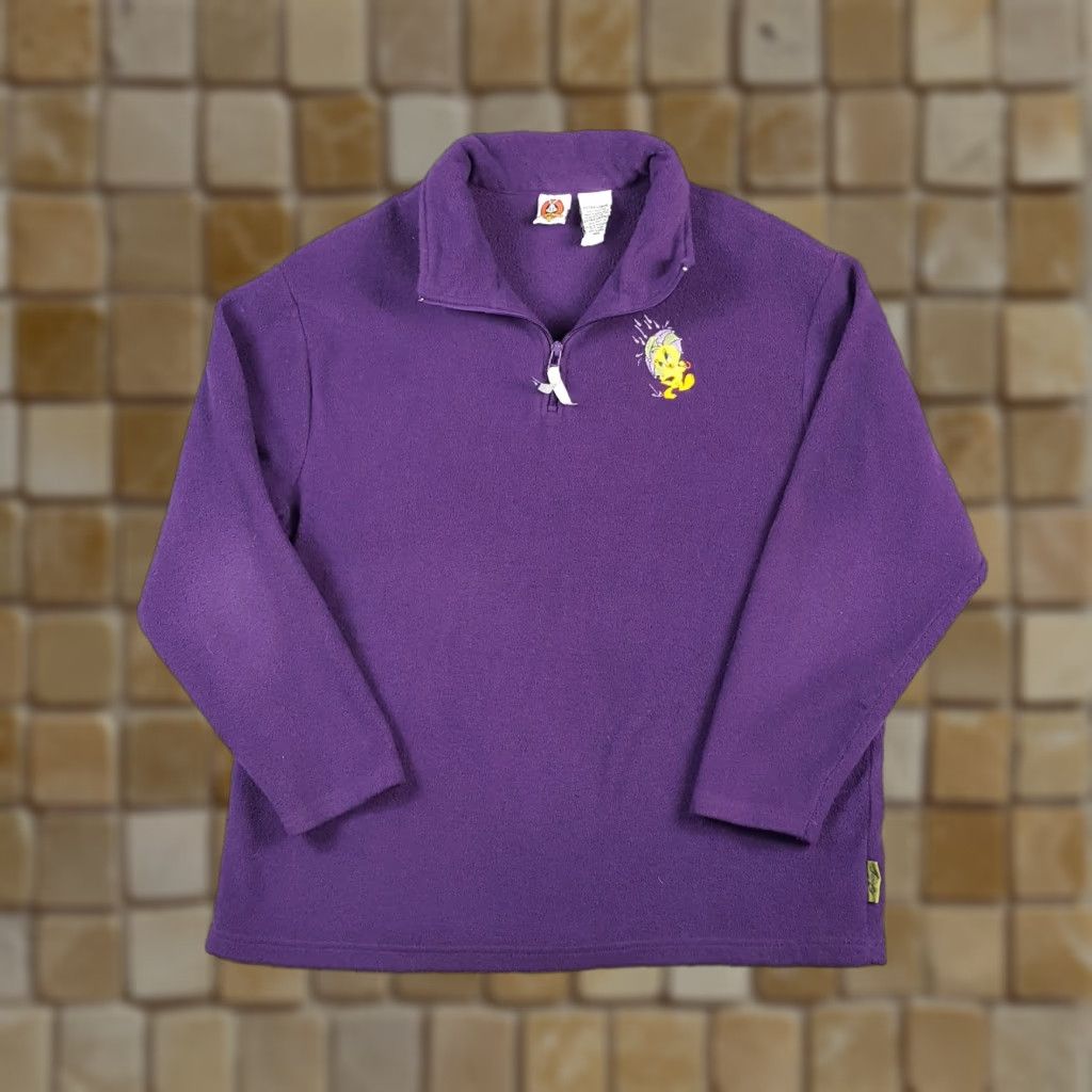 Vintage VINTAGE Looney Tunes Tweety Purple 1/4 Zip Fleece Women's XL Jacket Size XL / US 12-14 / IT 48-50 - 1 Thumbnail