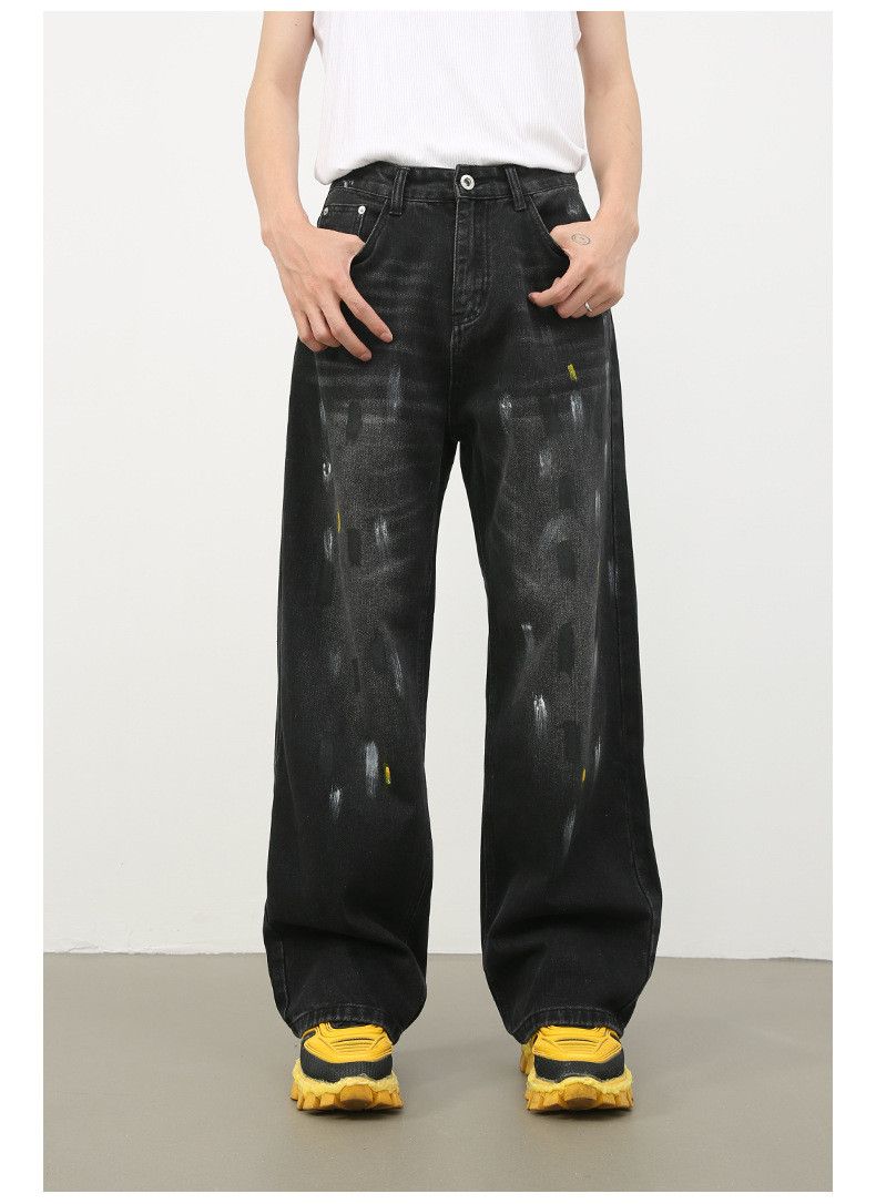 Japanese Brand Japanese retro men's loose straight leg splatter paint jeans Size US 32 / EU 48 - 1 Thumbnail