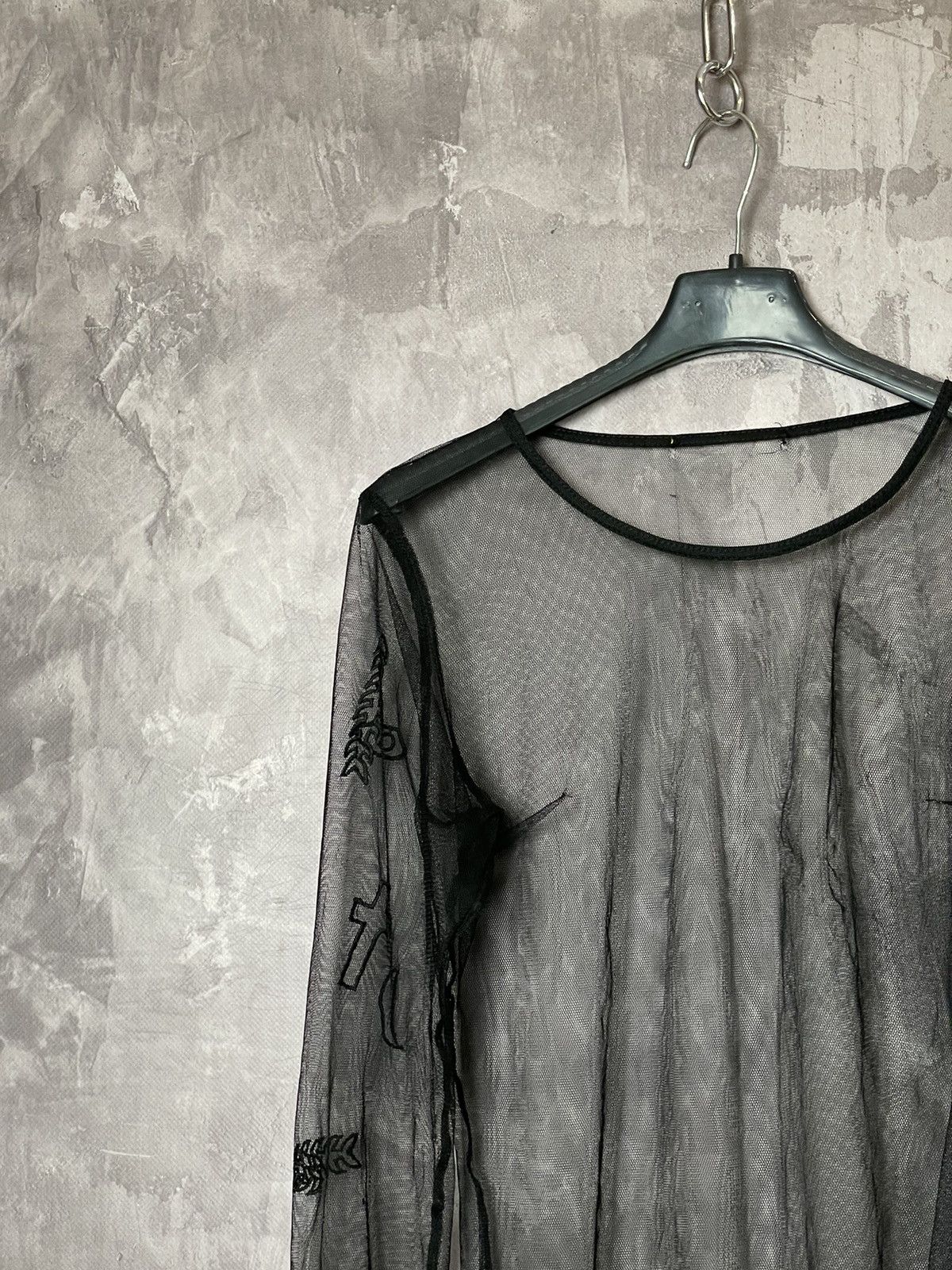 Vintage vintage y2k Fang Tribal Goth Mesh Sheer Long-Sleeve womens m Size ONE SIZE - 3 Thumbnail
