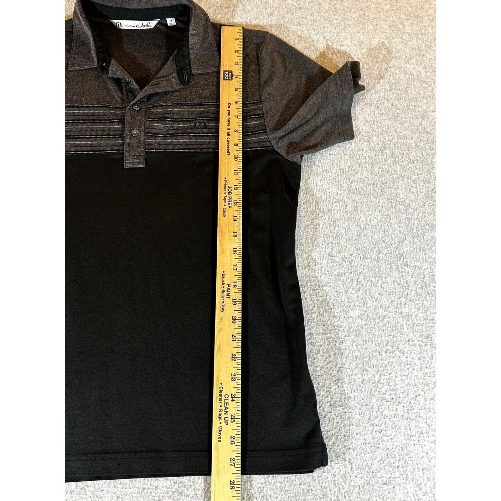 TravisMathew TravisMathew Polo Shirt Mens Medium Black Striped Chest Panel Pima Cotton Short Sleeve Golf Polo Shirt Size US M / EU 48-50 / 2 - 5 Thumbnail