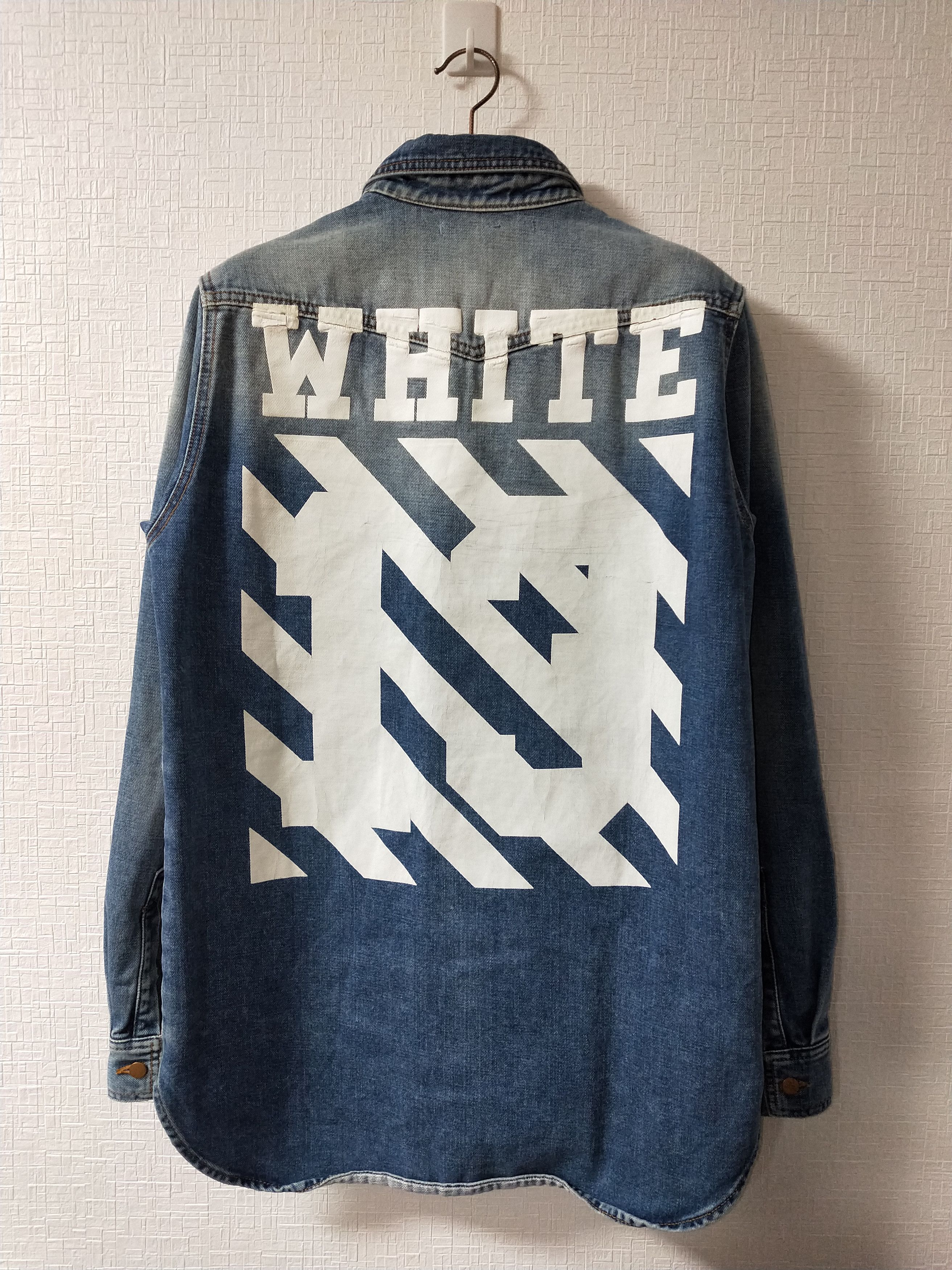 Off White Off White 13 Brushed Diagonal Denim Shirt Jacket Grailed